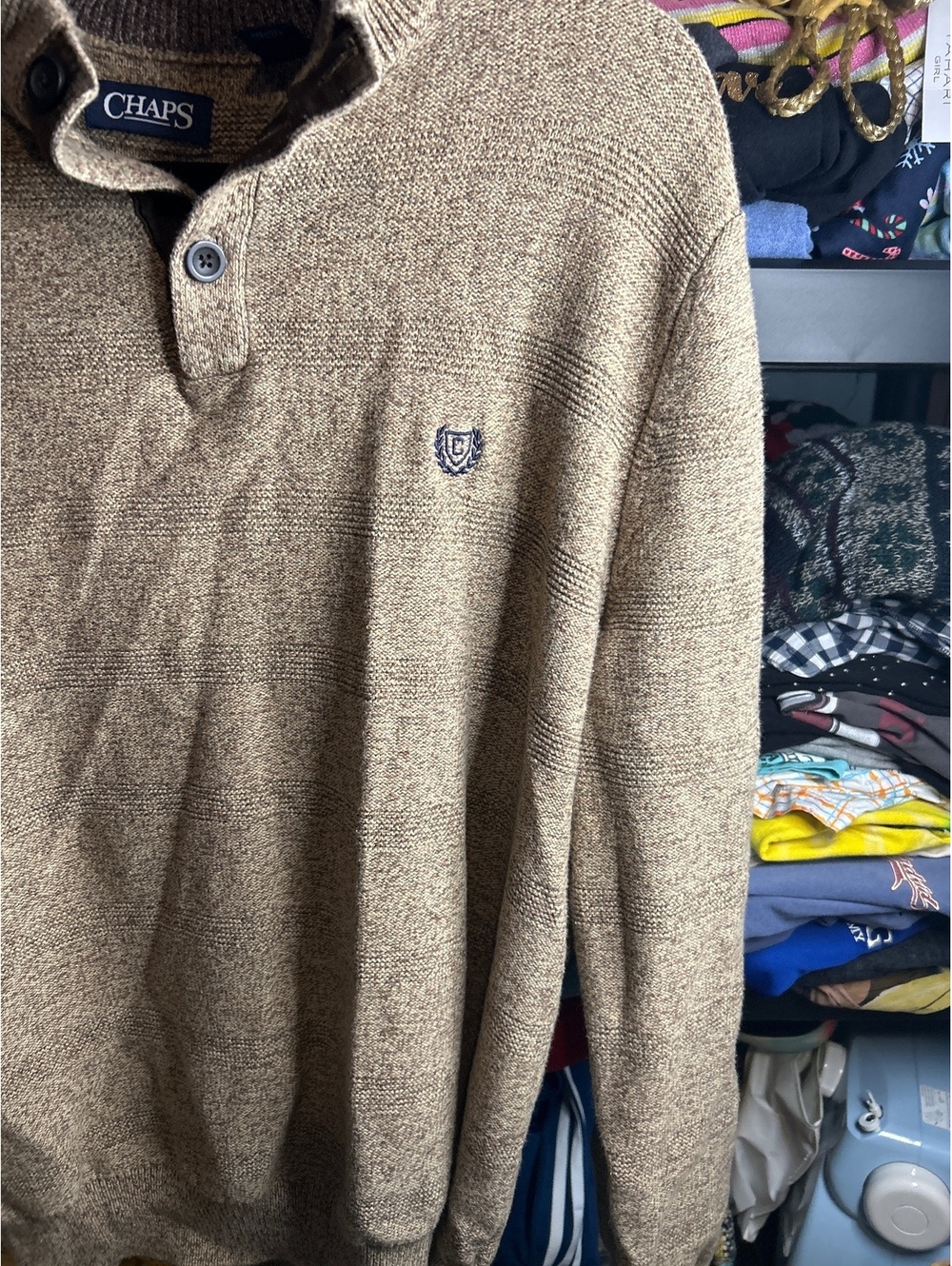 Chaps Men's Brown Knit Pullover Sweater XL